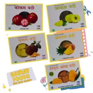 Gaurav Foods Fruits Vadi Combo 9 - Fanas Vadi, Amla Vadi, Ananas Vadi, Hapus Amba Vadi, & Kokum Vadi