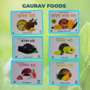 Gaurav Foods Fruits Vadi Combo 17 (1 Kg) - fanas vadi, karvand vadi, gulkand vadi, amba vadi, amla vadi, & ananas vadi
