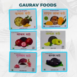 Gaurav Foods Fruits Vadi Combo 16 (1 Kg) - fanas vadi, kokum vadi, amba vadi, gulkand vadi, amla vadi, & karvand vadi