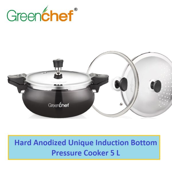 Greenchef Unique Hard Anodized Multipurpose Pressure Cooker 5L