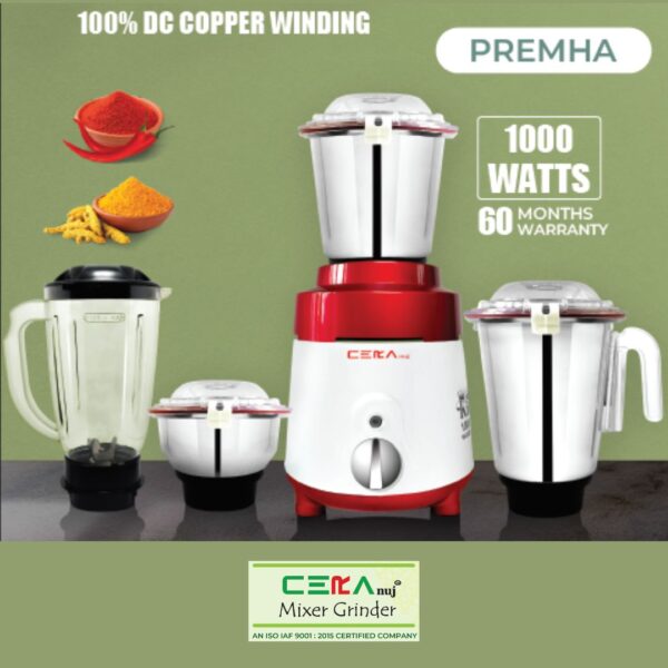 PREMHA 1000W MIXER GRINDER 100% DC COPPER WINDING