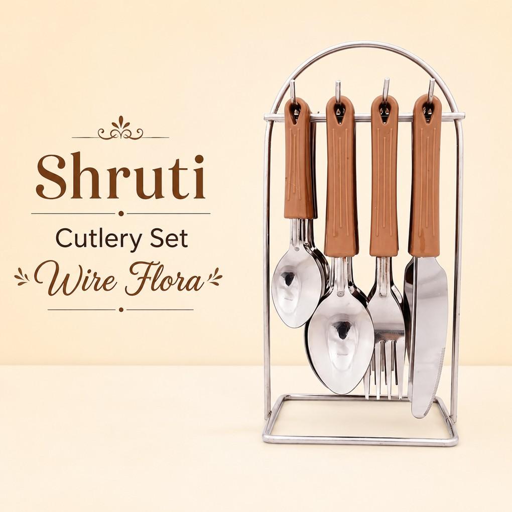 Shruti Wire Flora Stainless Steel Cutlery Set with Stand for Kitchen