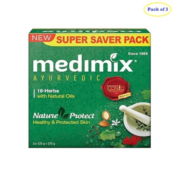 Medimix Ayurvedic 18 Herbs Bathing Soap 125g (Pack of 3)