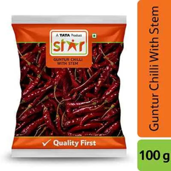 Star Guntur Red Chilli Whole With Stem 100 Gm