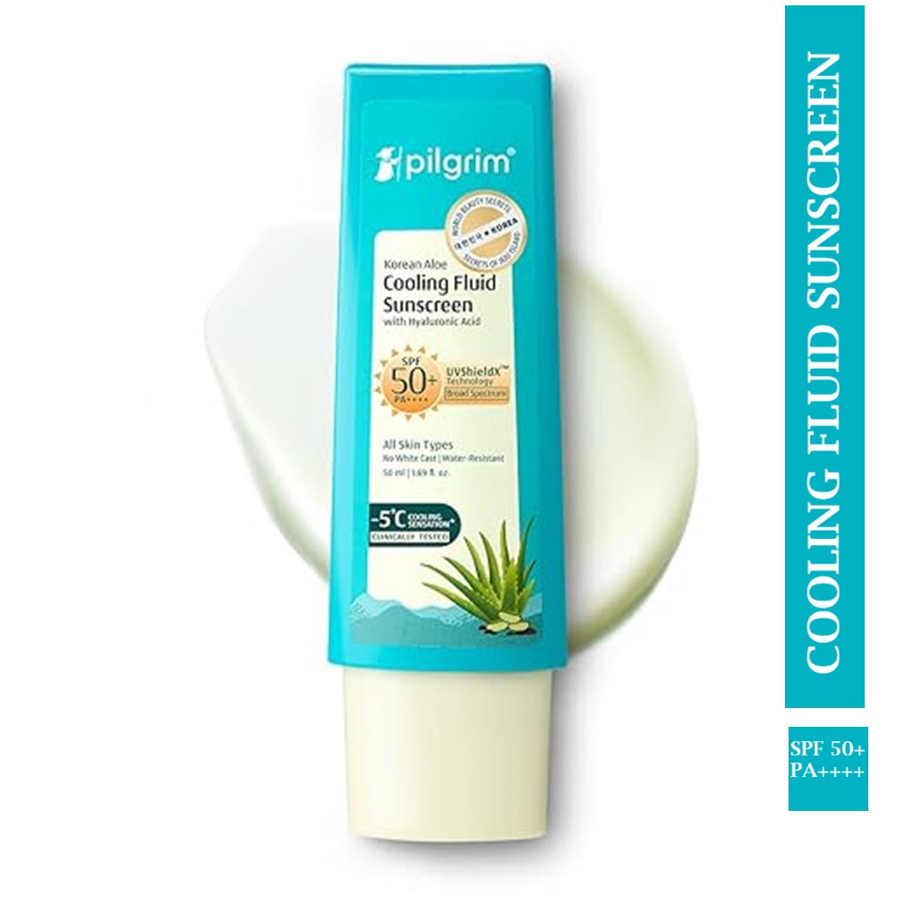 Pilgrim Korean Aloe Cooling Fluid Sunscreen SPF 50+ PA++++ with Hyaluronic Acid 50ml Pilgrim Korean Aloe Cooling Fluid Sunscreen SPF 50+ PA++++ with Hyaluronic Acid 50ml