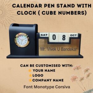Calendar Pen Stand with Clock