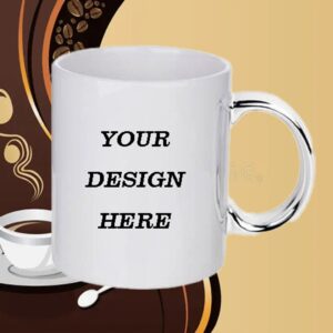 White Mug with Silver Handle